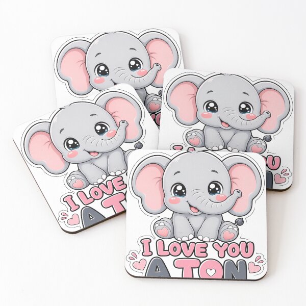Item preview, I Love You A Ton Cute Kawaii Elephant designed and sold by BoosterShop.