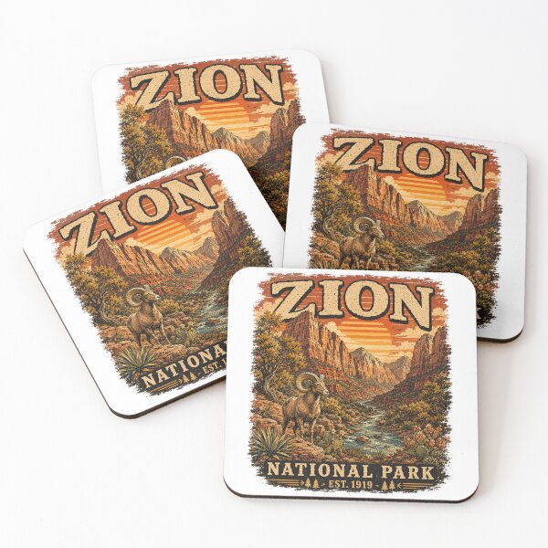 Item preview, Vintage Zion National Park Desert Bighorn Sheep Illustration designed and sold by Tobull.