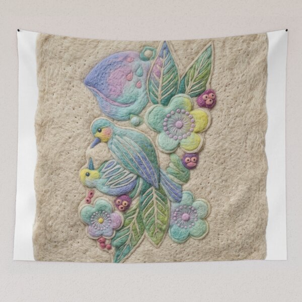 Item preview, Korean Traditional Needle Felt Bird and Floral Ornament Pattern designed and sold by Yiruda-Art.