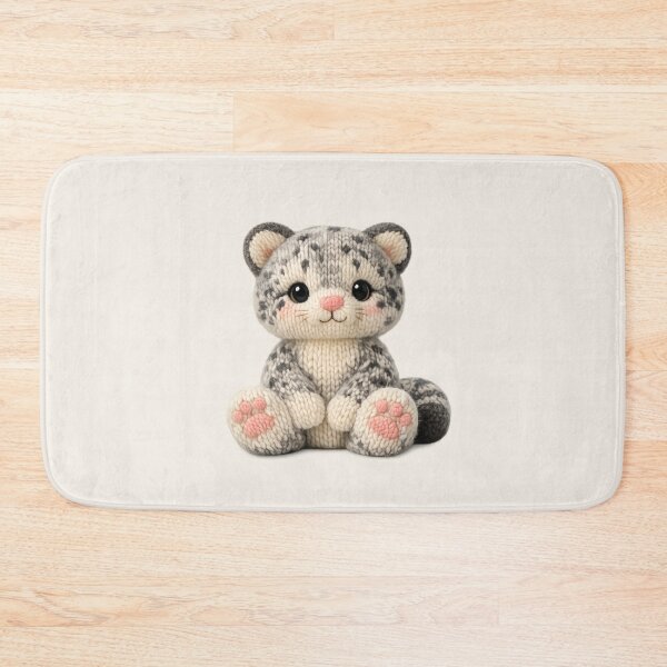 Item preview, Cute Knitted Snow Leopard Plush | Kawaii Handmade Crochet Knit Cottagecore designed and sold by Moons Studio.