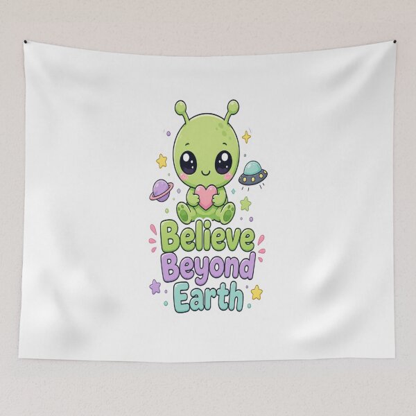 Item preview, Cute Green Alien Believe Beyond Earth designed and sold by Ruamid.