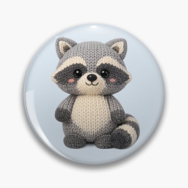 Item preview, Cute Knitted Raccoon Plush | Kawaii Handmade Crochet Knit Cottagecore designed and sold by Moons Studio.