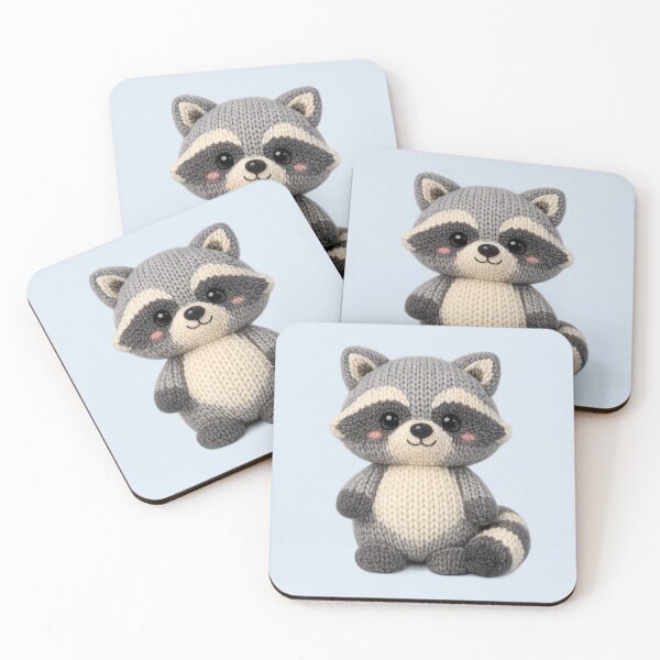 Item preview, Cute Knitted Raccoon Plush | Kawaii Handmade Crochet Knit Cottagecore designed and sold by Moons Studio.