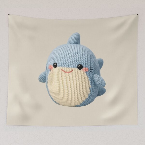 Item preview, Cute Knitted Shark Plush | Kawaii Handmade Crochet Knit Cottagecore designed and sold by Moons Studio.