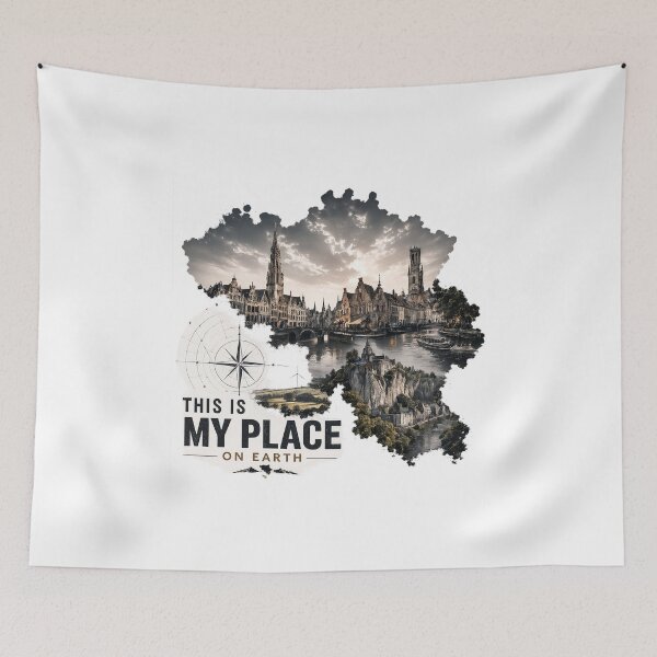 Item preview, Belgium Map Landmarks This Is My Place On Earth designed and sold by JMDG Studio.