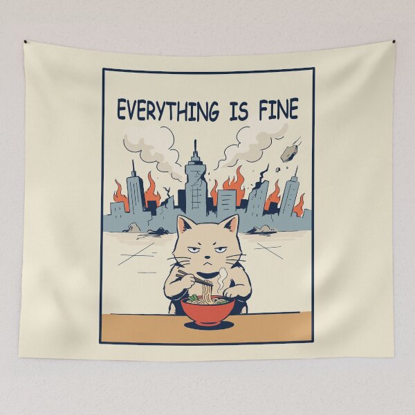 Item preview, Everything Is Fine Ramen Cat designed and sold by SakuraHaven.