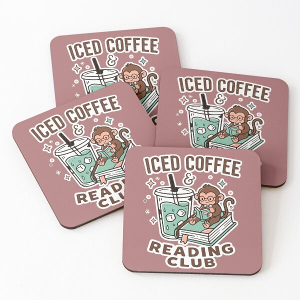 Item preview, Iced Coffee & Reading Club – Cute Bookworm Monkey Sticker designed and sold by Funky Fable studio.