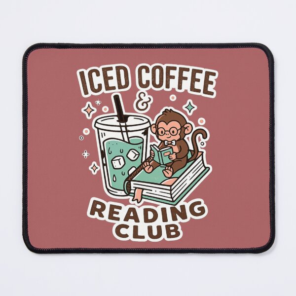Item preview, Iced Coffee & Reading Club – Cute Bookworm Monkey Sticker designed and sold by Funky Fable studio.