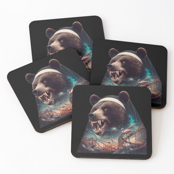 Item preview, Cosmic Grizzly Nun Skull Rollercoaster Surreal Art designed and sold by LujziWorld.