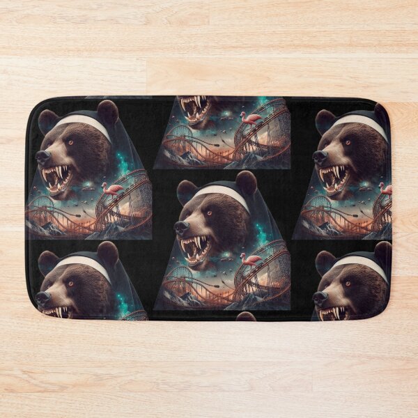 Item preview, Cosmic Grizzly Nun Skull Rollercoaster Surreal Art designed and sold by LujziWorld.
