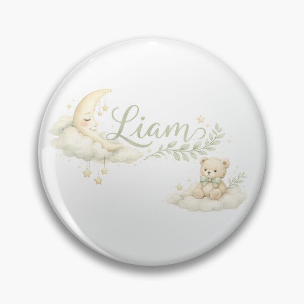 Item preview, Liam Name Baby Boy Nursery Moon Teddy Bear Design designed and sold by GalaMine.