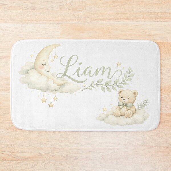 Item preview, Liam Name Baby Boy Nursery Moon Teddy Bear Design designed and sold by GalaMine.