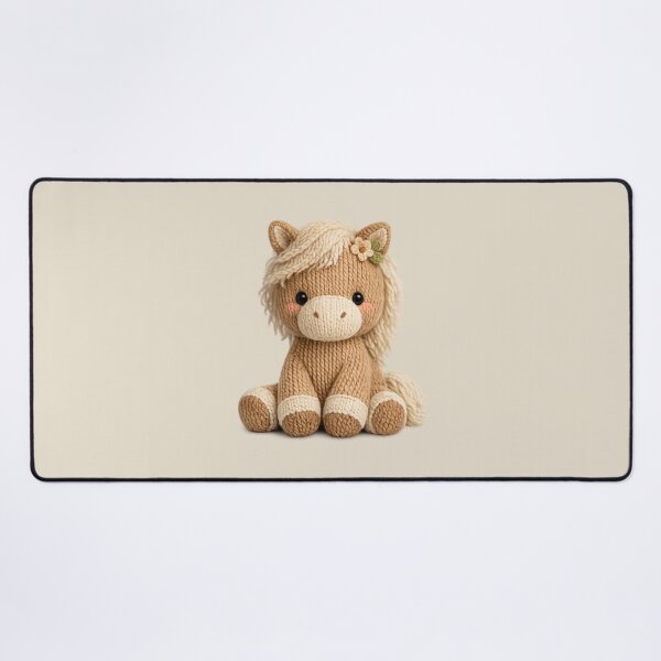 Item preview, Cute Knitted Horse Plush | Kawaii Handmade Crochet Knit Cottagecore designed and sold by Moons Studio.