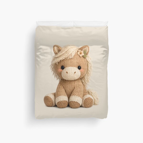 Item preview, Cute Knitted Horse Plush | Kawaii Handmade Crochet Knit Cottagecore designed and sold by Moons Studio.