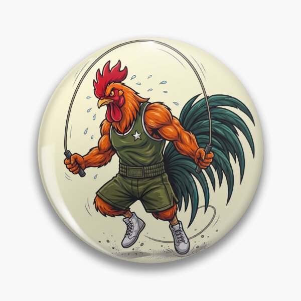 Item preview, Badass Boxing Rooster Jumping Rope Cardio Training Mascot designed and sold by BreezifyDesignStudio.