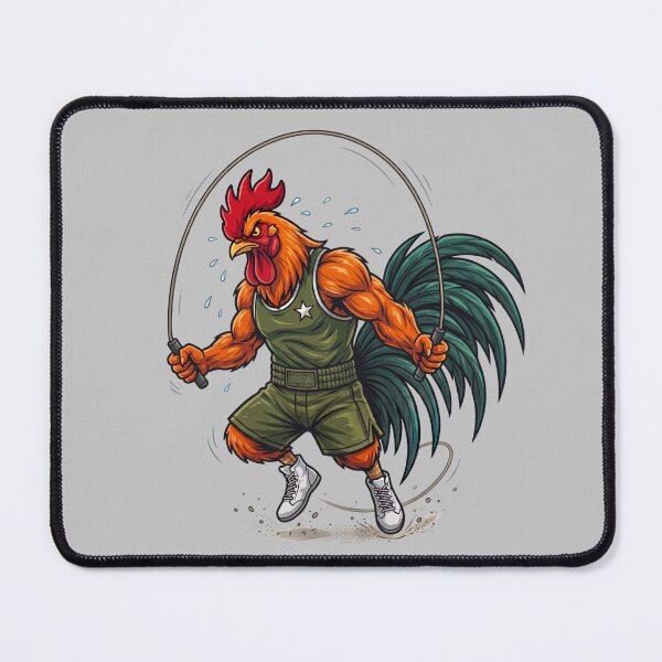 Item preview, Badass Boxing Rooster Jumping Rope Cardio Training Mascot designed and sold by BreezifyDesignStudio.