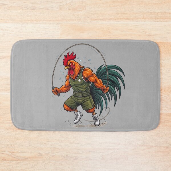 Item preview, Badass Boxing Rooster Jumping Rope Cardio Training Mascot designed and sold by BreezifyDesignStudio.