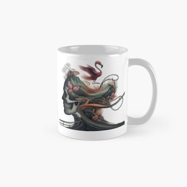 Item preview, Gothic Skull Mountain Mindscape with Flying Flamingo designed and sold by LujziWorld.