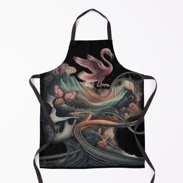 Item preview, Gothic Skull Mountain Mindscape with Flying Flamingo designed and sold by LujziWorld.