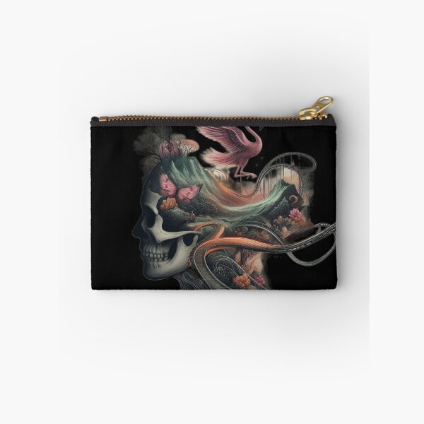 Item preview, Gothic Skull Mountain Mindscape with Flying Flamingo designed and sold by LujziWorld.