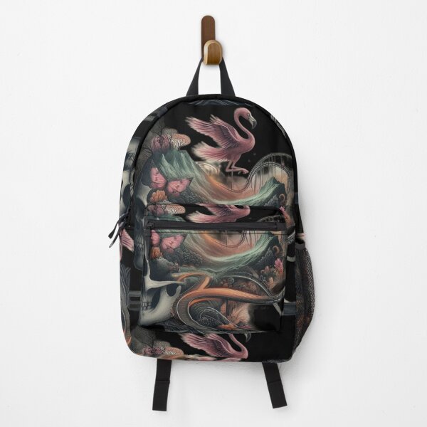 Item preview, Gothic Skull Mountain Mindscape with Flying Flamingo designed and sold by LujziWorld.