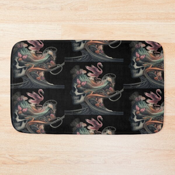 Item preview, Gothic Skull Mountain Mindscape with Flying Flamingo designed and sold by LujziWorld.