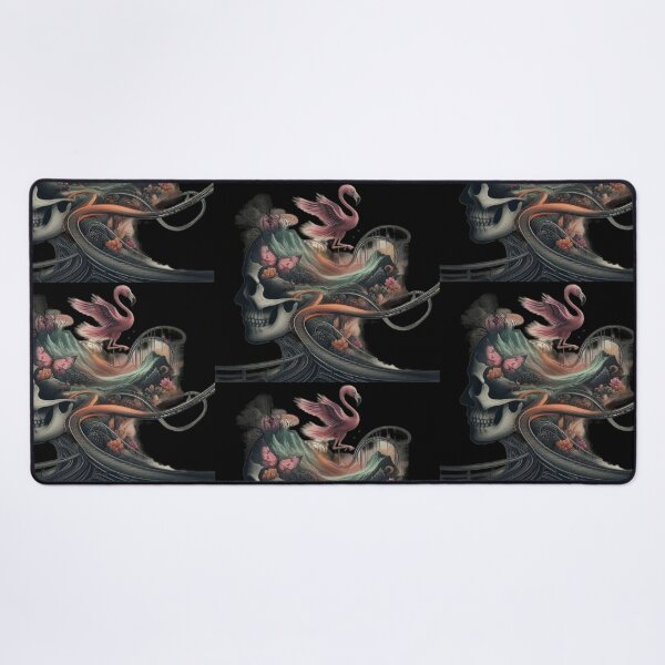 Item preview, Gothic Skull Mountain Mindscape with Flying Flamingo designed and sold by LujziWorld.