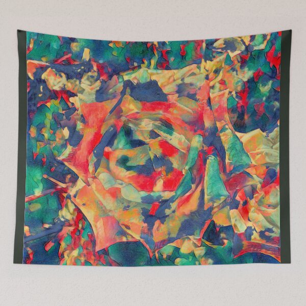 Item preview, Impressionist Abstract Red and Teal Rose Macro Digital Painting designed and sold by BalkanBloom.