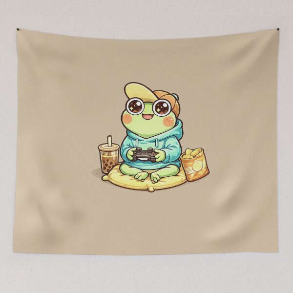 Item preview, Cozy Gamer Frog – Pastel Kawaii Gaming Illustration designed and sold by annenambiro.