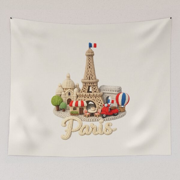 Item preview, Cute Knitted Paris Landmark | Handmade Yarn City Travel Knit Souvenir designed and sold by Moons Studio.