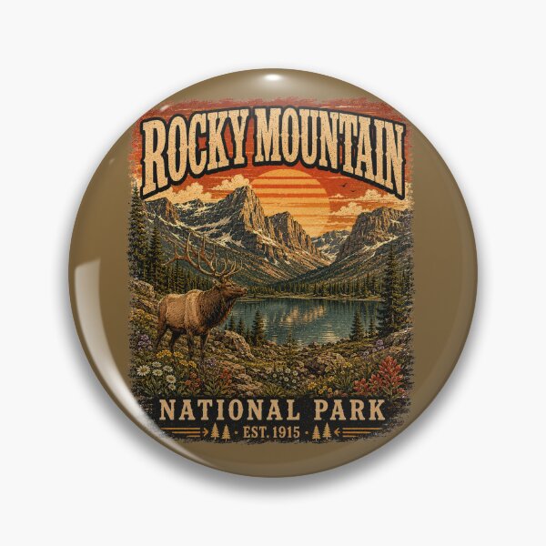 Item preview, Vintage Rocky Mountain National Park Elk Mountain Illustration designed and sold by Tobull.