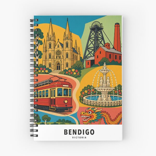 Item preview, Bendigo Cathedral Tram Gold Mine Collage designed and sold by Print My Town.