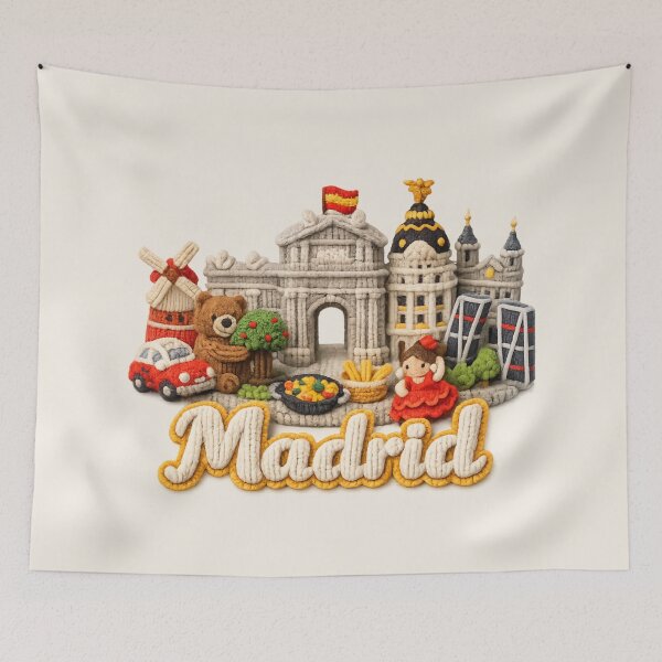 Item preview, Cute Knitted Madrid Landmark | Handmade Yarn City Travel Knit Souvenir designed and sold by Moons Studio.