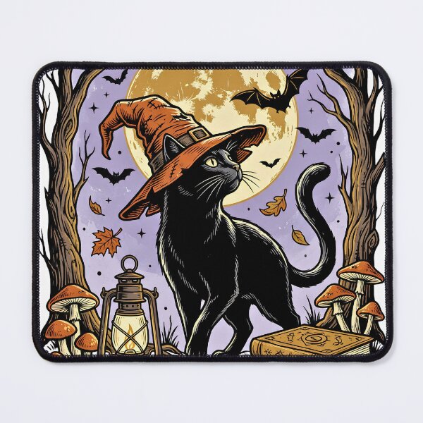 Item preview, Vintage Halloween Black Cat Witch in Spooky Forest designed and sold by BumbleBloom7.