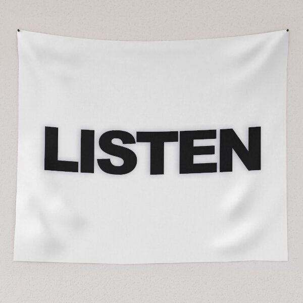 Item preview, LISTEN — Black Minimal Bold Type Statement designed and sold by WORDPAUSE.
