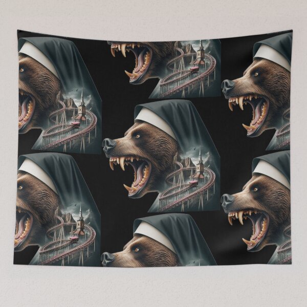 Item preview, Gothic Nun Bear and Haunted Church Rollercoaster Art designed and sold by LujziWorld.