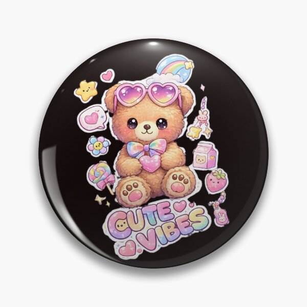 Item preview, Cute Vibes Kawaii Teddy Bear designed and sold by Funky Fable studio.