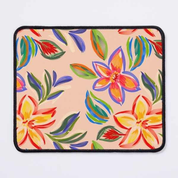 Item preview, Colorful Floral & Leaf Pattern on Peach Background designed and sold by behappyandrelax.