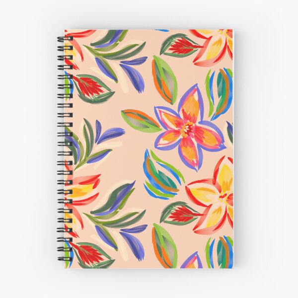 Item preview, Colorful Floral & Leaf Pattern on Peach Background designed and sold by behappyandrelax.