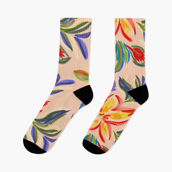 Item preview, Colorful Floral & Leaf Pattern on Peach Background designed and sold by behappyandrelax.