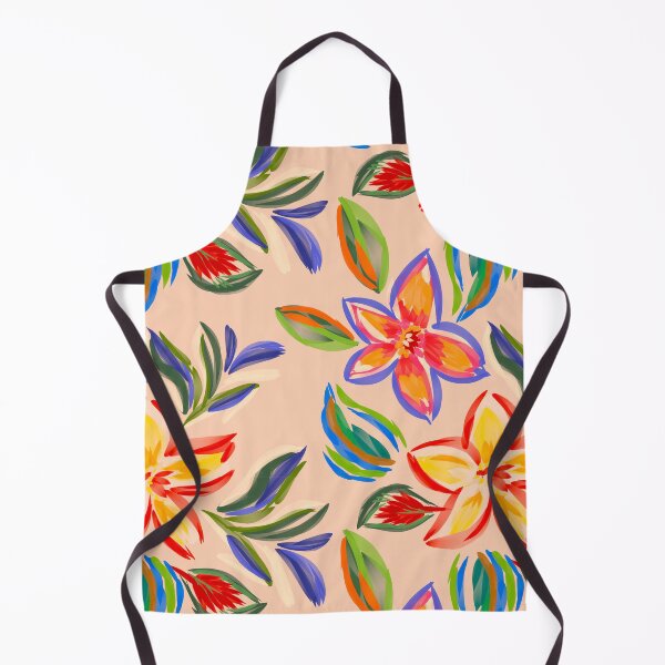Item preview, Colorful Floral & Leaf Pattern on Peach Background designed and sold by behappyandrelax.