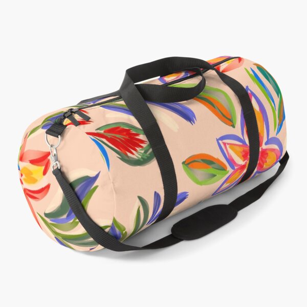 Item preview, Colorful Floral & Leaf Pattern on Peach Background designed and sold by behappyandrelax.