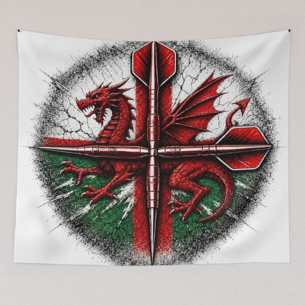 Item preview, Wales Darts Crossed Darts Grunge Design designed and sold by rafi18.