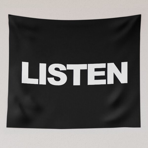 Item preview, LISTEN — White Minimal Bold Type Statement designed and sold by WORDPAUSE.