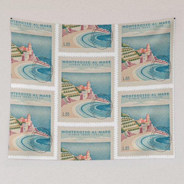 Item preview, Monterosso Italy Cinque Terre Beachfront Stamp Sticker designed and sold by stickercuffs.