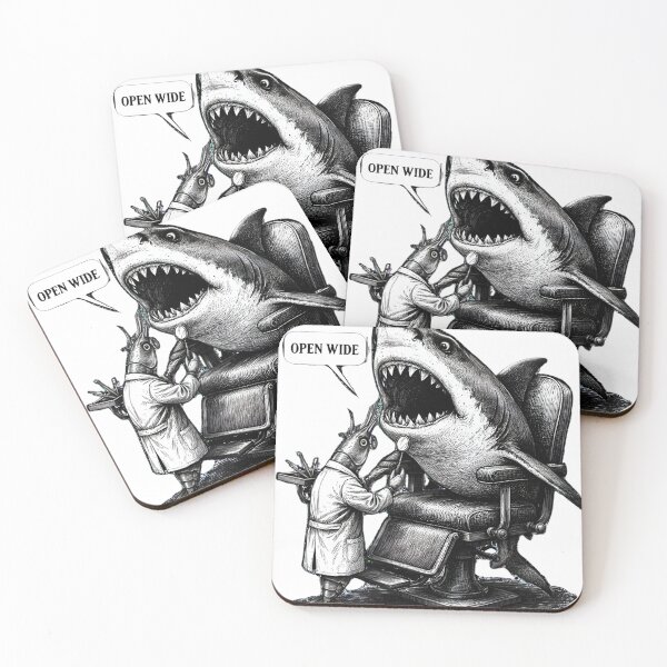 Item preview, Open Wide Shark Dentist Funny Shrimp Ocean designed and sold by WonderMugStudio.
