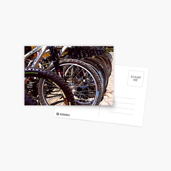 Lined up Bikes Postcard