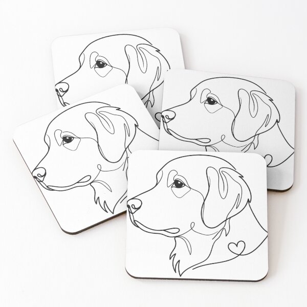 Item preview, minimalist single-line continuous line art of a Golden Retriever designed and sold by alex889art.