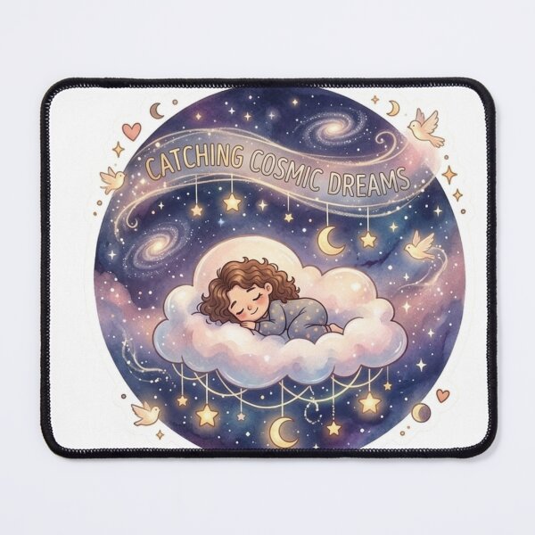 Item preview, Catching Cosmic Dreams Cute Sleeping Girl and Galaxy Sticker designed and sold by DreamyBrushArt.