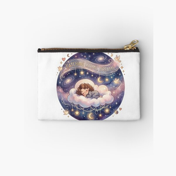 Item preview, Catching Cosmic Dreams Cute Sleeping Girl and Galaxy Sticker designed and sold by DreamyBrushArt.